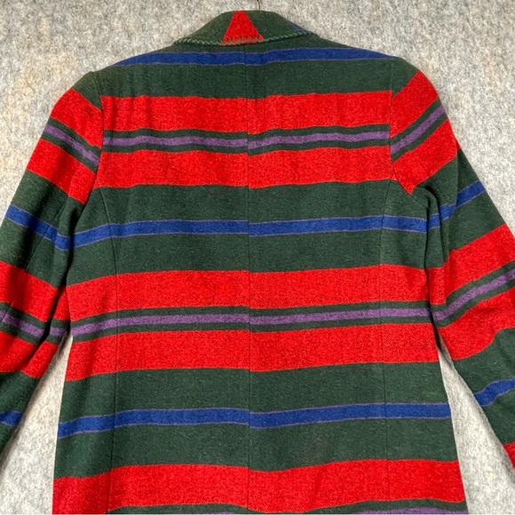 Vtg 90s Casual Corner Southwestern Aztec Striped Wool Blend Jacket Peacoat Sz 4 - Picture 9 of 15